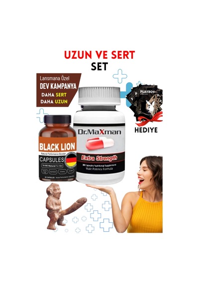 Black Lion + Dr.maxman Sertleştiricili Geciktiricili Büyütücülü Etkili Erkek Performans Arttırıcılı Set