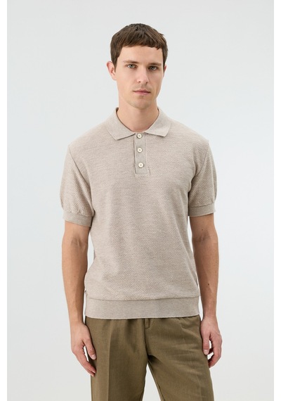 Antioch Dokulu Polo Yaka Triko Erkek T-shirt Taş