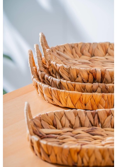 Acar Wicker 4 Parça Hasır Oval Sepet Hasır