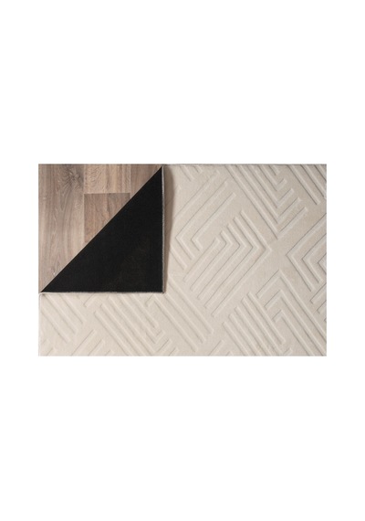 Plato Halı Opqo Ekselans Premium Oturma Odası, Salon, Antre Yıkanabilir Polyester Kaymaz Taban Krem Halı