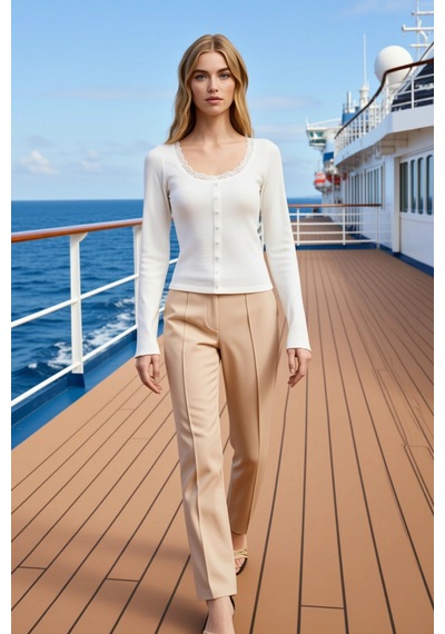 Benerly Kadın Bluz Fitted Crop Havuz Yaka Uzun Kol Fitilli Örme Kaşkorse Ekru Benerly Kadın Bluz Fitted Crop Havuz Yaka Uzun Kol Fitilli Örme Kaşkorse Ekru