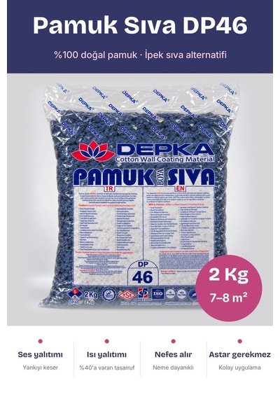 Depka Pamuk Sıva Dp46 2 Kg 7-8 M² İpek Sıva Alternatifi Isı Ve Ses Yalıtımlı Dekoratif Sıva