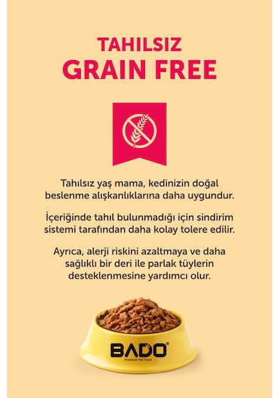 Bado Gurme Yaş Yetişkin Kedi Maması Kuzu Etli 85 Gr 12 Adet