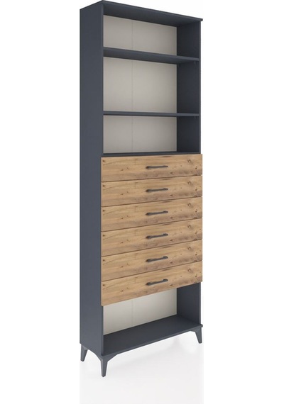Arges Dolap 3 Raflı 6 Çekmeceli 88x30x243 Antrasit-çam Antrasit