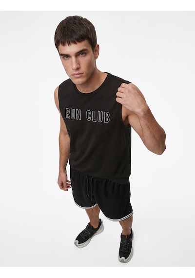 Koton Regular Fit Kolsuz Bisiklet Yaka Baskılı Spor Atleti Siyah 6sam30001nk