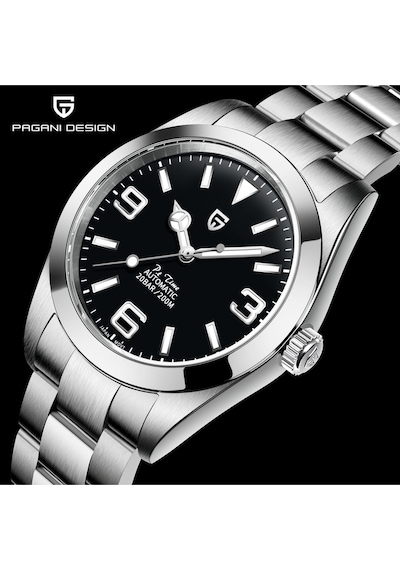 Pd-1692 Air King Erkek 39mm 200m Su Geçirmez Nh35 Otomatik Mekanik Saat Safir Kristal Işıklı İş Saat Gümüş