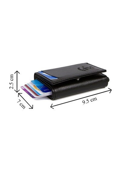 Newish Polo Rfid Özellikli Mekanizmalı Cüzdan Kartlık - Siyah