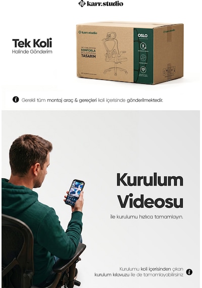 Karr Office Oslo Siyah Ergonomik Çalışma Sandalyesi Siyah
