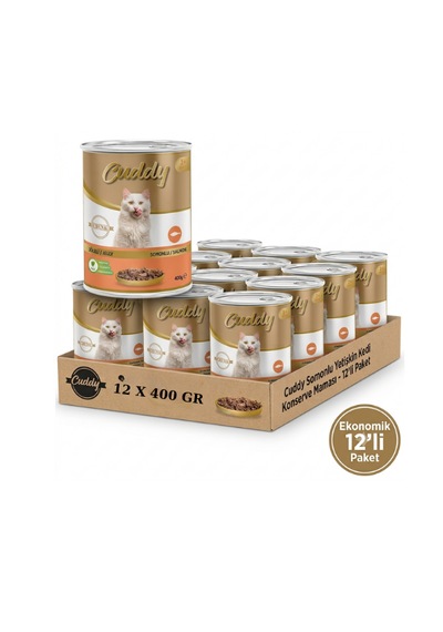 Cuddy Somonlu Yetişkin Kedi Konserve Maması 400 Gr X 12 Adet