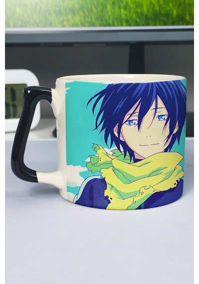 Noragami Anime Baskılı Seramik Lüks Kupa 1 Adet Özel Siyah Kulp Dalga Kulp V4d Çok Renkli