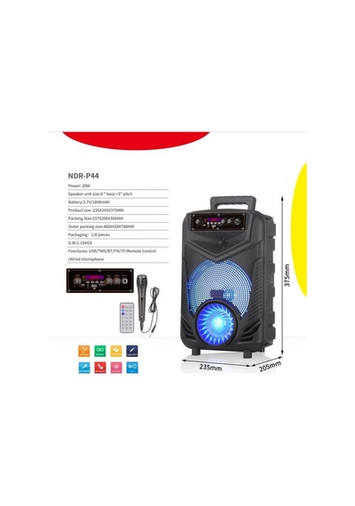 20w Bluetooth Hoparlör Kablolu Mikrofonlu Tws Özellikli Uzaktan Kumandalı Şarjlı Speaker