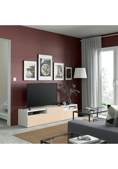 Tv Sehpası, Beyaz-huş Kaplama, 180x42x39 Cm, Bjorkovıken, Fren Raylı Beyaz Tv Sehpası, Beyaz-huş Kaplama, 180x42x39 Cm, Bjorkovıken, Fren Raylı Beyaz