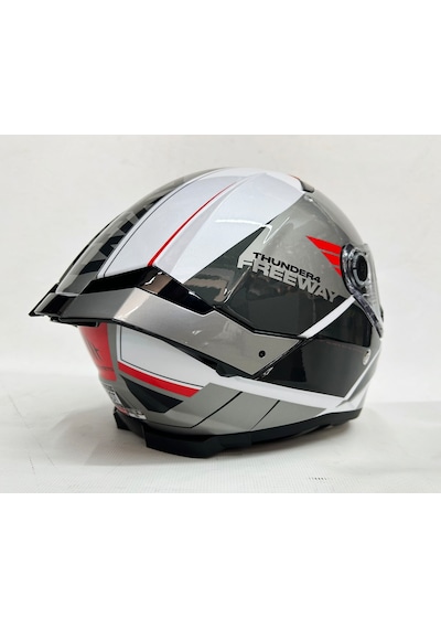 Mt Thunder 4 Sv Freeway Şeffaf Vizörlü Kask Parlak Renk - Iç Güneş Vizörlü Motosiklet Kaskı Siyah Gri