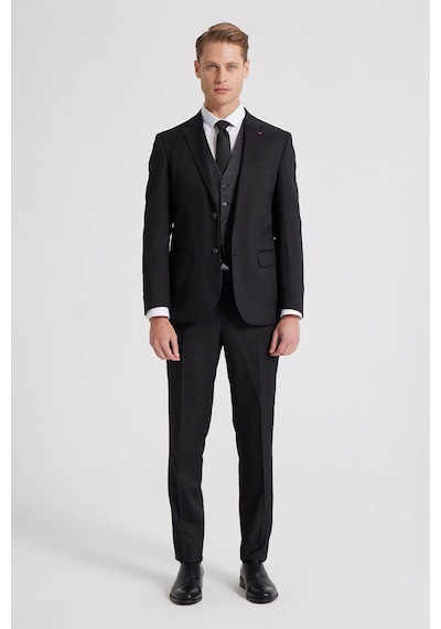 D's Damat Ds Damat Slim Fit Siyah Düz Mono Yaka Tek Yırtmaçlı Astarlı Takim Elbise Kombinli 8HFY5ORTKMBN2 Siyah