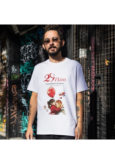 Alpşan Ticaret 29 Ekim Çocuk Tişörtleri Unisex Beyaz T-shirt Beyaz
