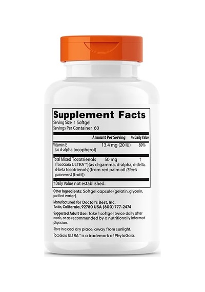 Vitamin E Tocotrienols, 50 Mg, 60 Softgels