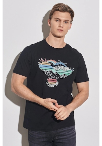 Wrangler Erkek Siyah Bisiklet Yaka Tişört W231243001 Siyah