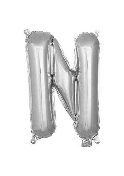 N Harfi 16 İnç Gümüş Renk Folyo Balon 36 Cm Gümüş 256