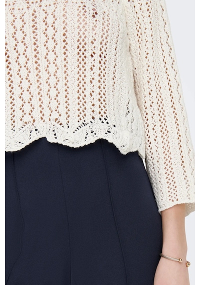 Only Kadın Örme Detaylı Beyaz Crop Kazak - 15233173 Beyaz
