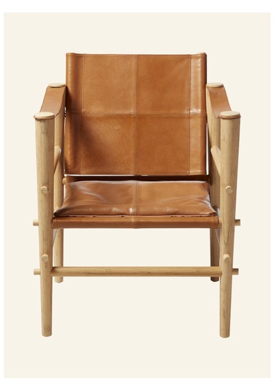 Cinas Noble Safari Lounge Koltuk Bambus Gövde Deri Oturum Skandinav Tarz 61x59x79 Cm Sandalye Kahverengi
