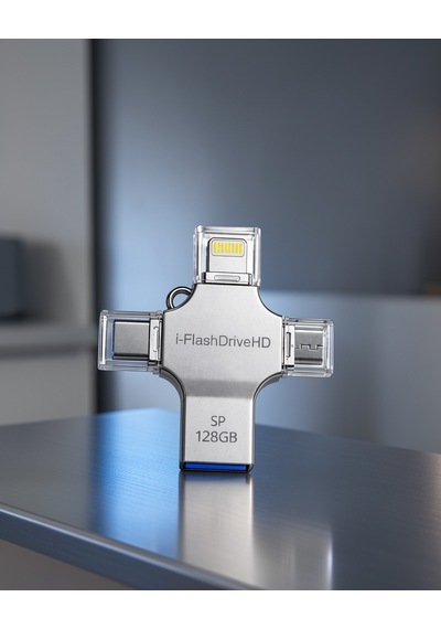 128gb 4in1 Flash Bellek Usb-a Type-c Lightning Microusb