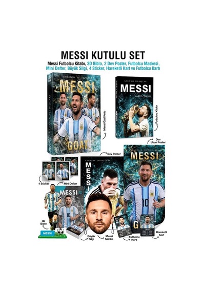 Messi Özel Kutulu Set - Sahanın Yıldızları Messi Kitabı, 3d Bi...