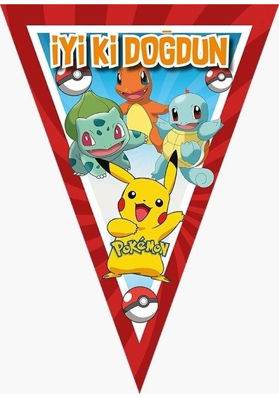 Pokemon Lüks 50x70 Cm Afişli Doğum Günü Süsleri Seti + Pokemon Parti Malzemeleri