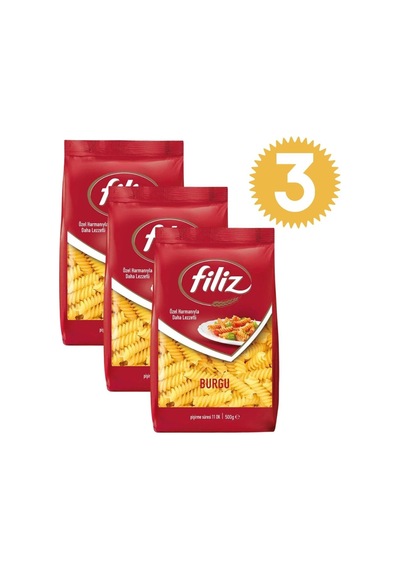 Filiz Burgu Makarna 500gr Çubuk X3 Adet