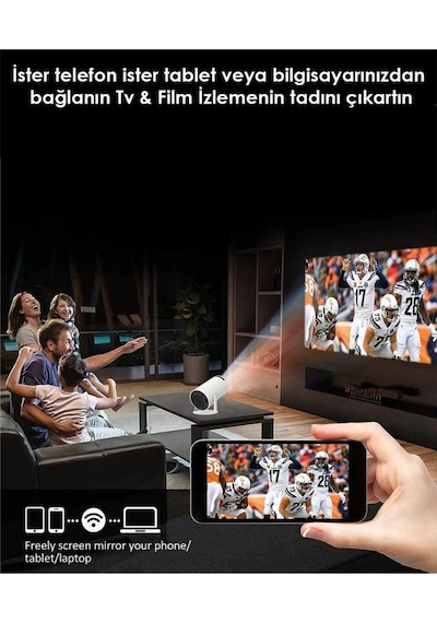 Projeksiyon Cihazı Taşınabilir Sinema Projeksiyon 720p Ev Sineması Bluetooth Android 11 Akıllı Proje