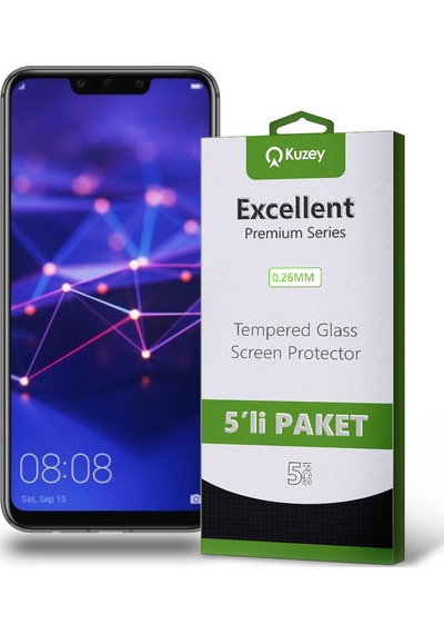 Huawei Mate 20 Lite ile Uyumlu Kırılmaz Temperli Ekran Koruyucu Cam Ekonomik 5'li Paket