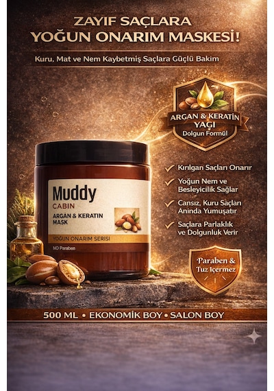 Muddy Cabin Argan & Keratin Maske 500 ML