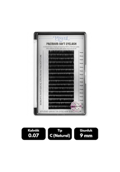 Misyul 0.07c Natural Kıvrım 9 Mm Soft Eyelash Doğal İpek Kirpik 16'lı