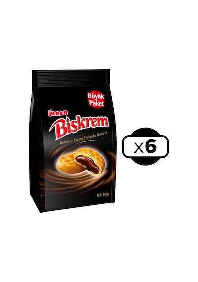 Ülker Biskrem Kakaolu Krema Dolgulu Bisküvi 6 x 200 G