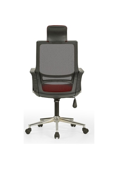 Arya1 Bilgisayar Koltuğu - Ofis - Müdür - Büro - Çalışma Sandalyesi Bordo Siyah Renk Krom Ayaklı Bordo Siyah