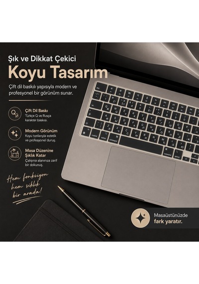 Macbook Air 13.6 İnç M2 M3 M4 M5 A2681 A3113 A3240 A3449 Uyumlu Rusça İngilizce Q Klavye Koruyucu Diğer