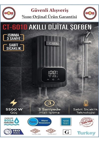 Cata Akıllı Dijital Şofben - Elektrikli Akıllı Şofben - 5500w