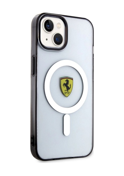 Apple iPhone Uyumlu 14 Plus Kılıf Ferrari M-safe Şarj Özellikli Transparan Dizayn Kapak Renksiz