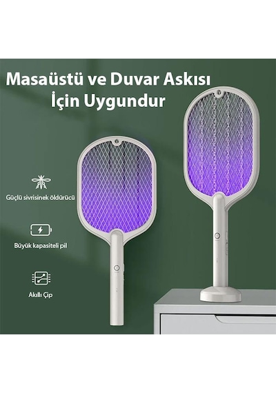 Polham 3000w Şarjlı Uv Işıklı Elektrikli Sivrisinek Kovucu Öldürücü Masaüstü El Tutmalı Sinek Kovucu 001