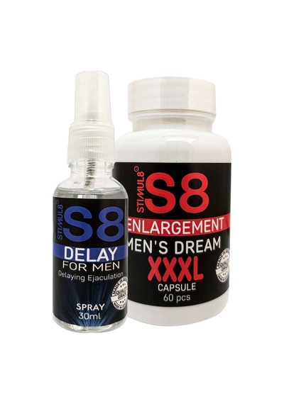 Stımul8 S8 Erkekıere Özel Delay30 Mlsprey + Özel Xxxlşekillendirme 60 Lı Caps En Boy Ebat