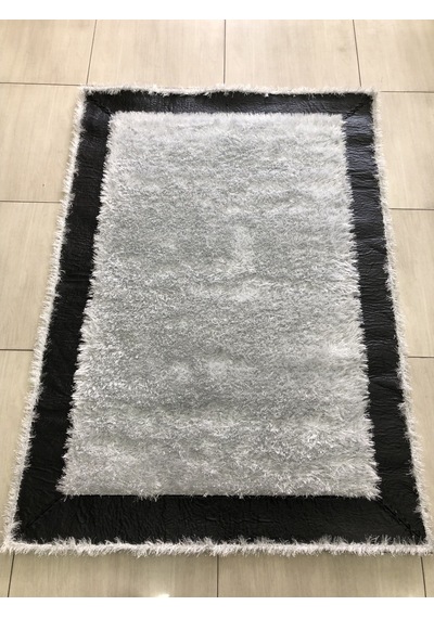 Saray Halı Simli Deri 125X180 Gri Siyah Beyaz Derili Simli Halı !