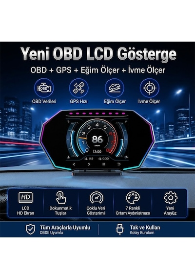 Ally F11 Obd2 + Gps Head Up Display Hud, Dijital Hız Göstergesi