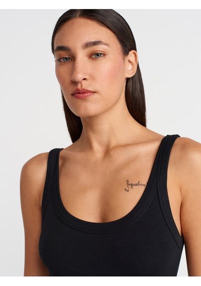 Dilvin 21053 Askılı Bodysuit-siyah Siyah