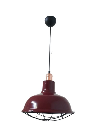 Rys Retro Metal Bordo Bakır Duylu Dekoratif Kafesli Tekli Sarkıt Kafe Mutfak Aydınlatma Çap:30 Cm Beyaz