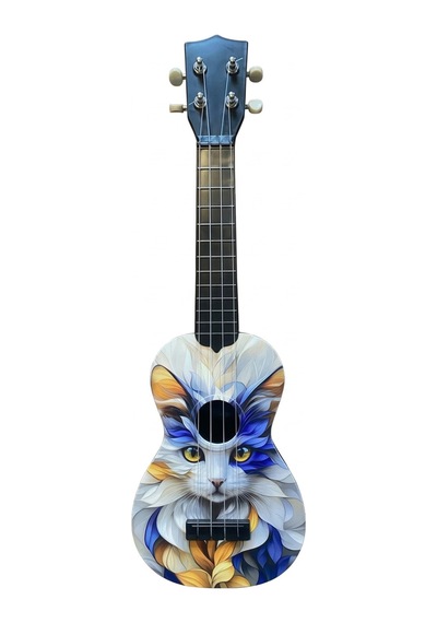 Soprano Ukulele Kedi Desenli Kapak