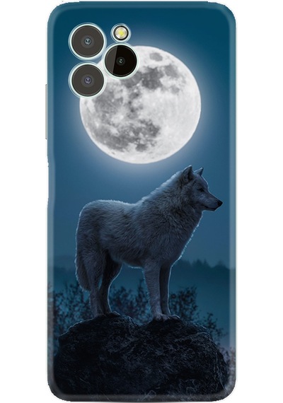 Oukitel C21 Pro Kılıf Resimli Desenli Silikon Platinium Series Wolf Moon 1857