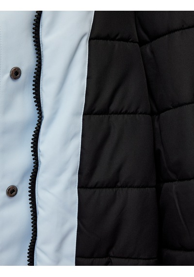 Koton Çıkarılabilir Kapüşonlu Cep Detaylı Su Geçirmez Oversize Uzun Anorak Mont Mavi 6wal00021ıw Mavi