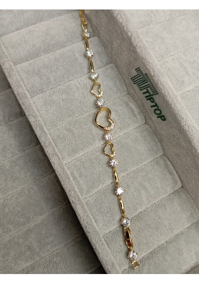 Tiptop/ Gold Renk Kalp Model Zirkon Taşlı Bileklik Altın - Gold