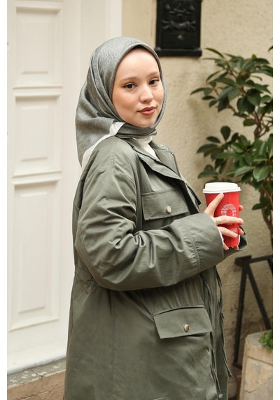Eşarp - Premium Lux Original Monogram Eşarp İpek Vual, Yüksek Kalite, Hafif, Rahat, Şık, Scarf Yeşil