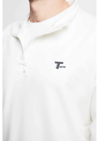 D's Damat Oversize Ekru Düz Yarım Fermuarlı Pamuklu Mevsimlik Sweatshirt 2ECE25ORT2796 Ekru