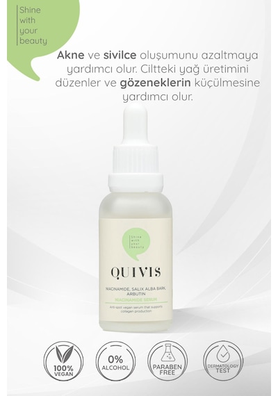 Quivis Akne Sivilce ve Siyah Nokta Karşıtı Niacinamide Serum 30 ML